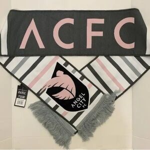Angel City FC ACFC Stripe Wordmark Woven Scarf Pink Grey Ruffneck NWT